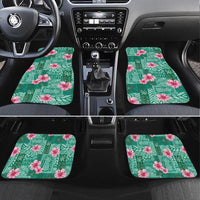 Cyan Hawaii Hibiscus With Tropical Flowers Motifs Car Mats LT14 Set 4pcs Cyan - Polynesian Pride