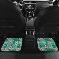 Cyan Hawaii Hibiscus With Tropical Flowers Motifs Car Mats LT14 Set 2pcs - Back Cyan - Polynesian Pride