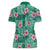 Cyan Hawaii Hibiscus With Tropical Flowers Motifs Women Polo Shirt - Polynesian Pride