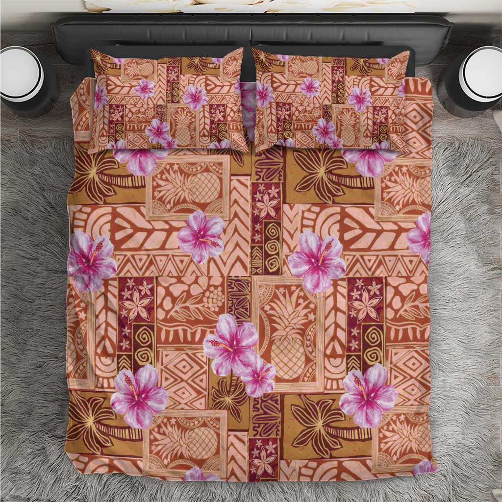 Orange Hawaii Hibiscus With Tropical Flowers Motifs Bedding Set LT14 Orange - Polynesian Pride