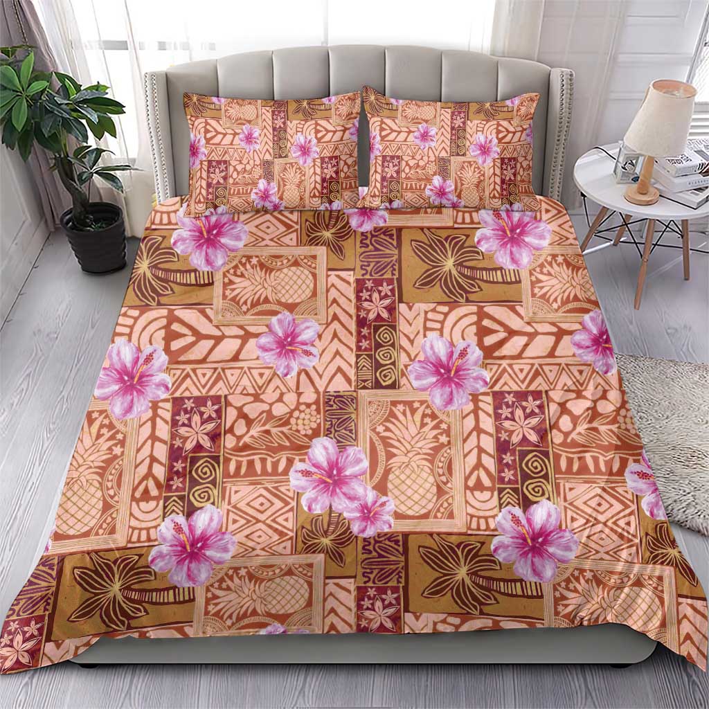 Orange Hawaii Hibiscus With Tropical Flowers Motifs Bedding Set LT14 - Polynesian Pride