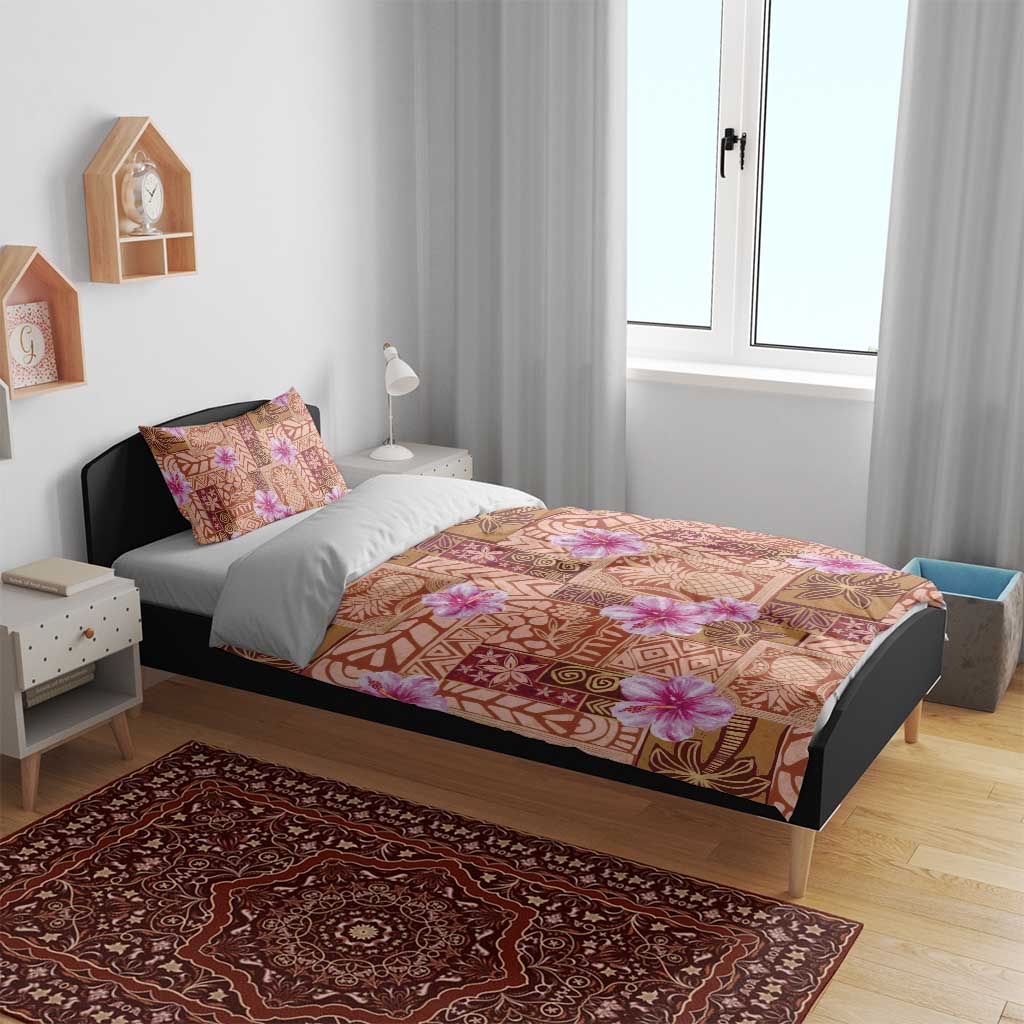 Orange Hawaii Hibiscus With Tropical Flowers Motifs Bedding Set LT14 - Polynesian Pride