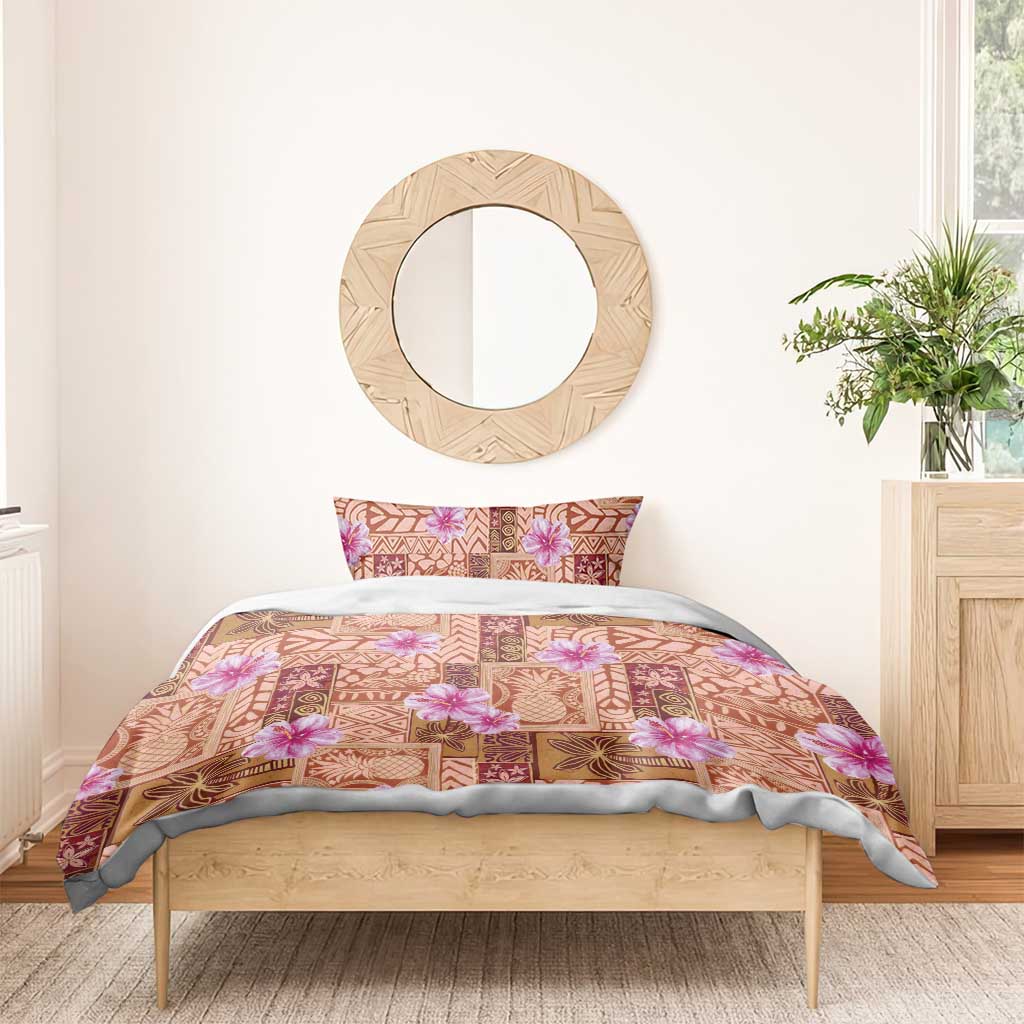 Orange Hawaii Hibiscus With Tropical Flowers Motifs Bedding Set LT14 - Polynesian Pride