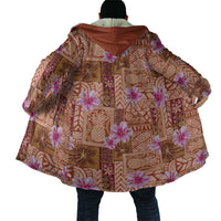 Orange Hawaii Hibiscus With Tropical Flowers Motifs Cloak - Polynesian Pride