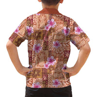 Orange Hawaii Hibiscus With Tropical Flowers Motifs Family Matching Long Sleeve Bodycon Dress and Hawaiian Shirt LT14 - Polynesian Pride