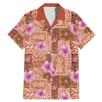 Orange Hawaii Hibiscus With Tropical Flowers Motifs Family Matching Mermaid Dress and Hawaiian Shirt LT14 Dad's Shirt - Short Sleeve Orange - Polynesian Pride