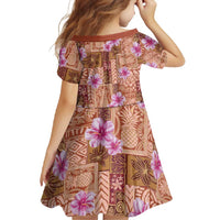 Orange Hawaii Hibiscus With Tropical Flowers Motifs Family Matching Off Shoulder Maxi Dress and Hawaiian Shirt LT14 - Polynesian Pride