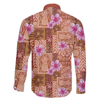 Orange Hawaii Hibiscus With Tropical Flowers Motifs Family Matching Puletasi and Hawaiian Shirt LT14 - Polynesian Pride