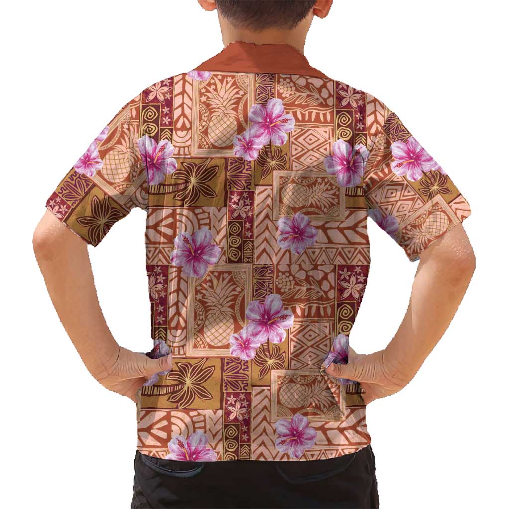 Orange Hawaii Hibiscus With Tropical Flowers Motifs Family Matching Summer Maxi Dress and Hawaiian Shirt LT14 - Polynesian Pride