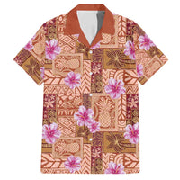Orange Hawaii Hibiscus With Tropical Flowers Motifs Family Matching Summer Maxi Dress and Hawaiian Shirt LT14 Dad's Shirt - Short Sleeve Orange - Polynesian Pride