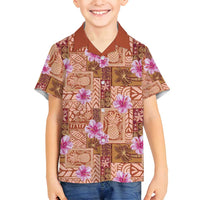 Orange Hawaii Hibiscus With Tropical Flowers Motifs Family Matching Summer Maxi Dress and Hawaiian Shirt LT14 Son's Shirt Orange - Polynesian Pride