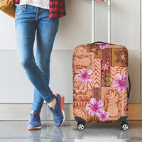Orange Hawaii Hibiscus With Tropical Flowers Motifs Luggage Cover - Polynesian Pride