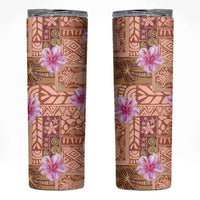 Orange Hawaii Hibiscus With Tropical Flowers Motifs Skinny Tumbler LT14 Orange - Polynesian Pride