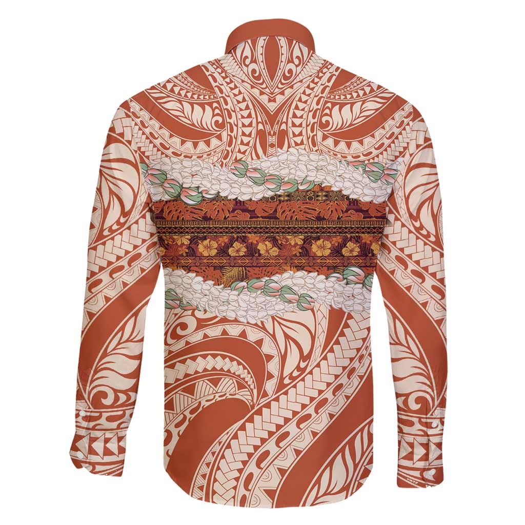 Aloha Hawaii Mikioi Lei Family Matching Mermaid Dress and Hawaiian Shirt Beige Tropical Flower Pattern LT14 - Polynesian Pride