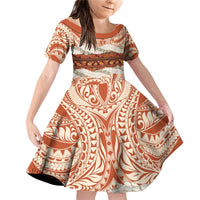 Aloha Hawaii Mikioi Lei Family Matching Off Shoulder Short Dress and Hawaiian Shirt Beige Tropical Flower Pattern LT14 Daughter's Dress Beige - Polynesian Pride
