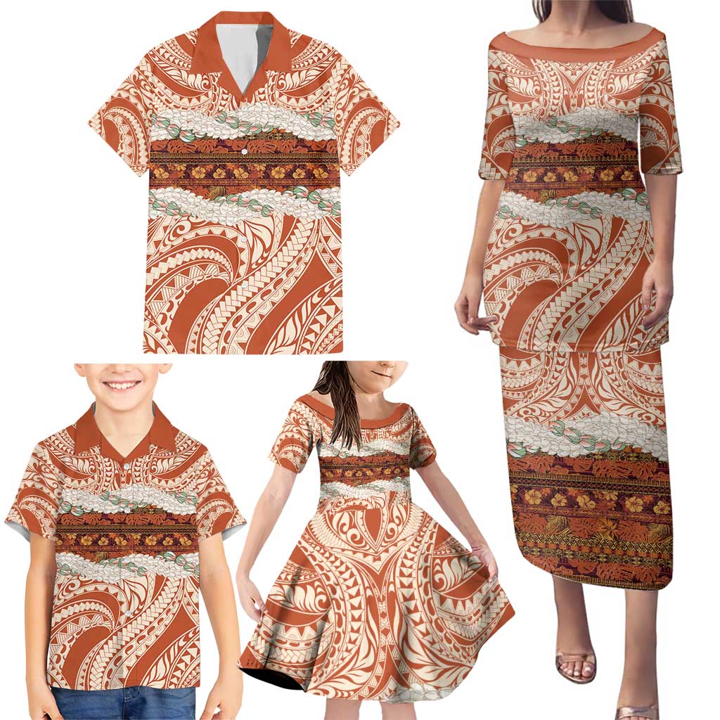 Aloha Hawaii Mikioi Lei Family Matching Puletasi and Hawaiian Shirt Beige Tropical Flower Pattern LT14 - Polynesian Pride