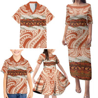 Aloha Hawaii Mikioi Lei Family Matching Puletasi and Hawaiian Shirt Beige Tropical Flower Pattern LT14 - Polynesian Pride