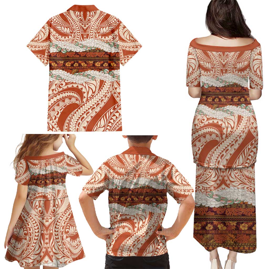 Aloha Hawaii Mikioi Lei Family Matching Puletasi and Hawaiian Shirt Beige Tropical Flower Pattern LT14 - Polynesian Pride