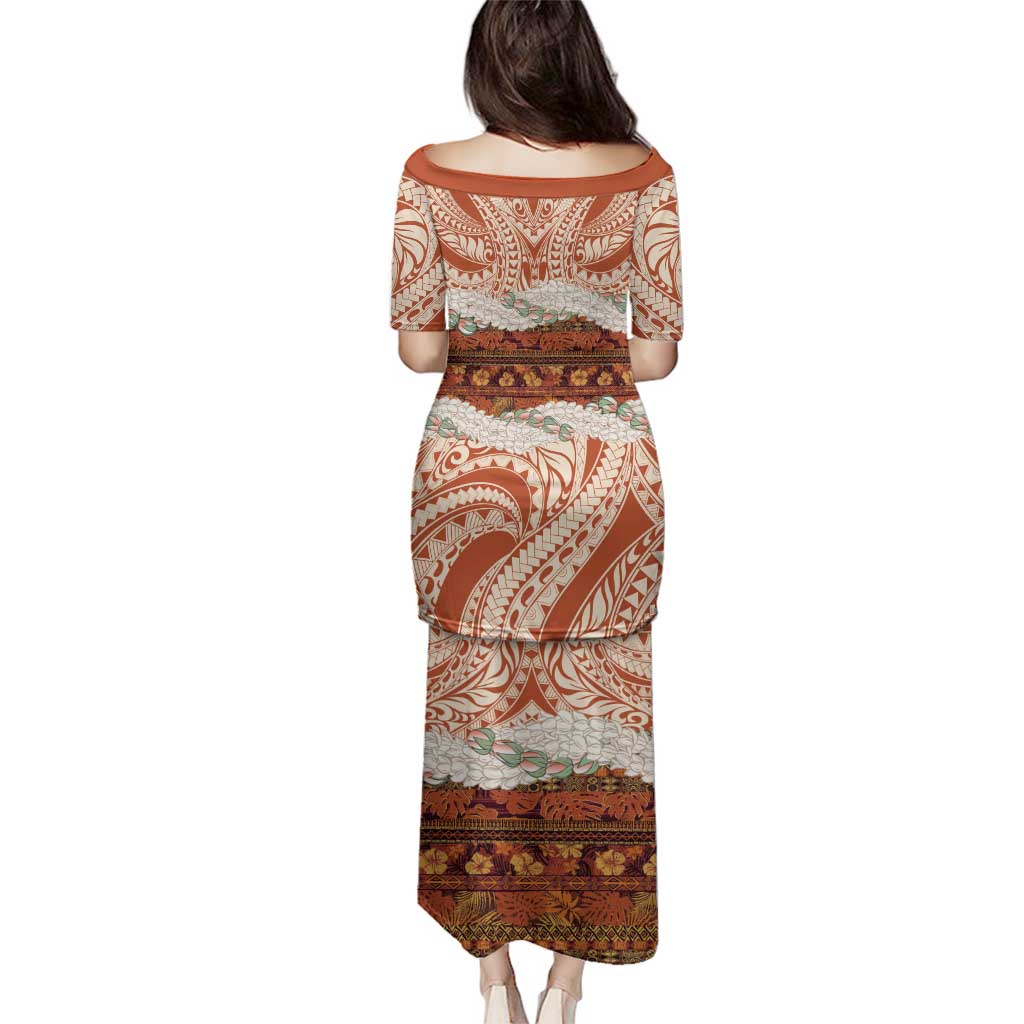 Aloha Hawaii Mikioi Lei Family Matching Puletasi and Hawaiian Shirt Beige Tropical Flower Pattern LT14 - Polynesian Pride