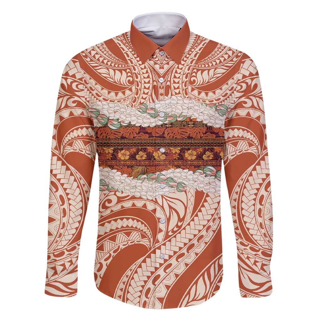 Aloha Hawaii Mikioi Lei Family Matching Short Sleeve Bodycon Dress and Hawaiian Shirt Beige Tropical Flower Pattern LT14 Dad's Shirt - Long Sleeve Beige - Polynesian Pride