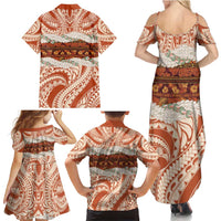 Aloha Hawaii Mikioi Lei Family Matching Summer Maxi Dress and Hawaiian Shirt Beige Tropical Flower Pattern LT14 - Polynesian Pride
