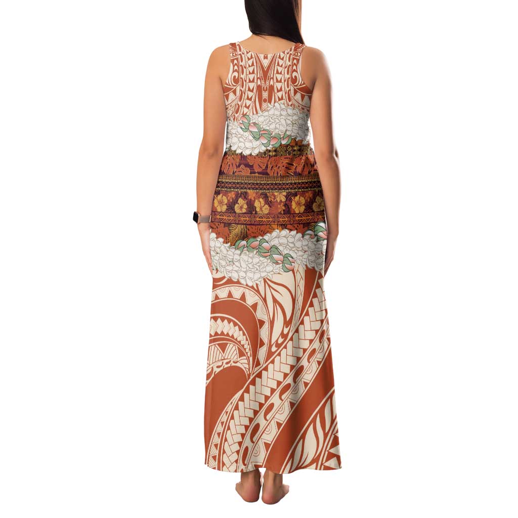 Aloha Hawaii Mikioi Lei Family Matching Tank Maxi Dress and Hawaiian Shirt Beige Tropical Flower Pattern LT14 - Polynesian Pride