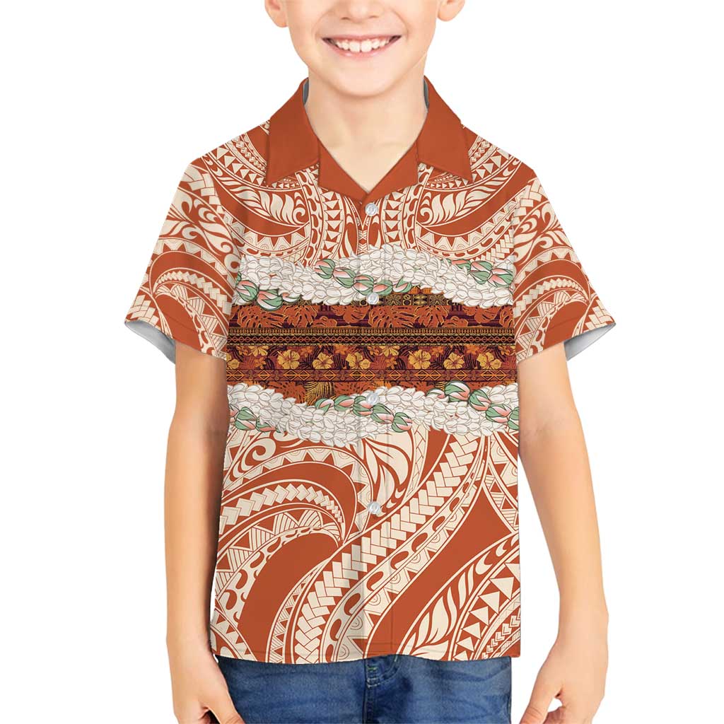 Aloha Hawaii Mikioi Lei Family Matching Tank Maxi Dress and Hawaiian Shirt Beige Tropical Flower Pattern LT14 Son's Shirt Beige - Polynesian Pride