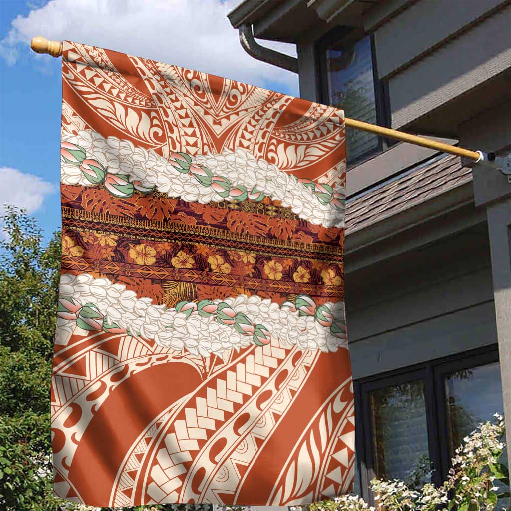 Aloha Hawaii Mikioi Lei Garden Flag Beige Tropical Flower Pattern LT14 - Polynesian Pride
