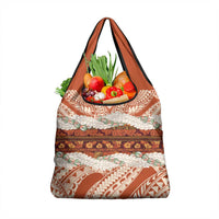 Aloha Hawaii Mikioi Lei Grocery Bag Beige Tropical Flower Pattern LT14 1-pack One Size Beige - Polynesian Pride