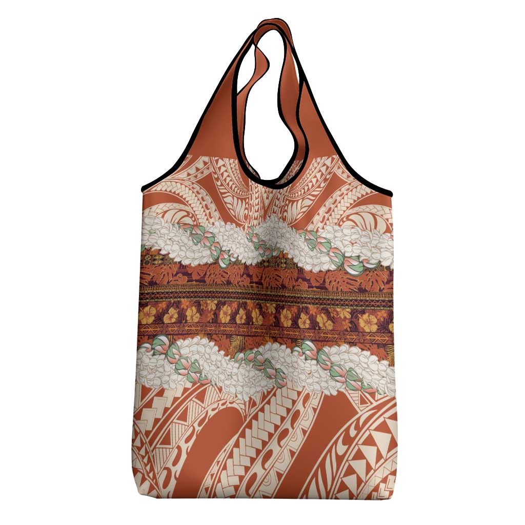 Aloha Hawaii Mikioi Lei Grocery Bag Beige Tropical Flower Pattern LT14 - Polynesian Pride