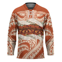 Aloha Hawaii Mikioi Lei Hockey Jersey Beige Tropical Flower Pattern LT14 Unisex Beige - Polynesian Pride