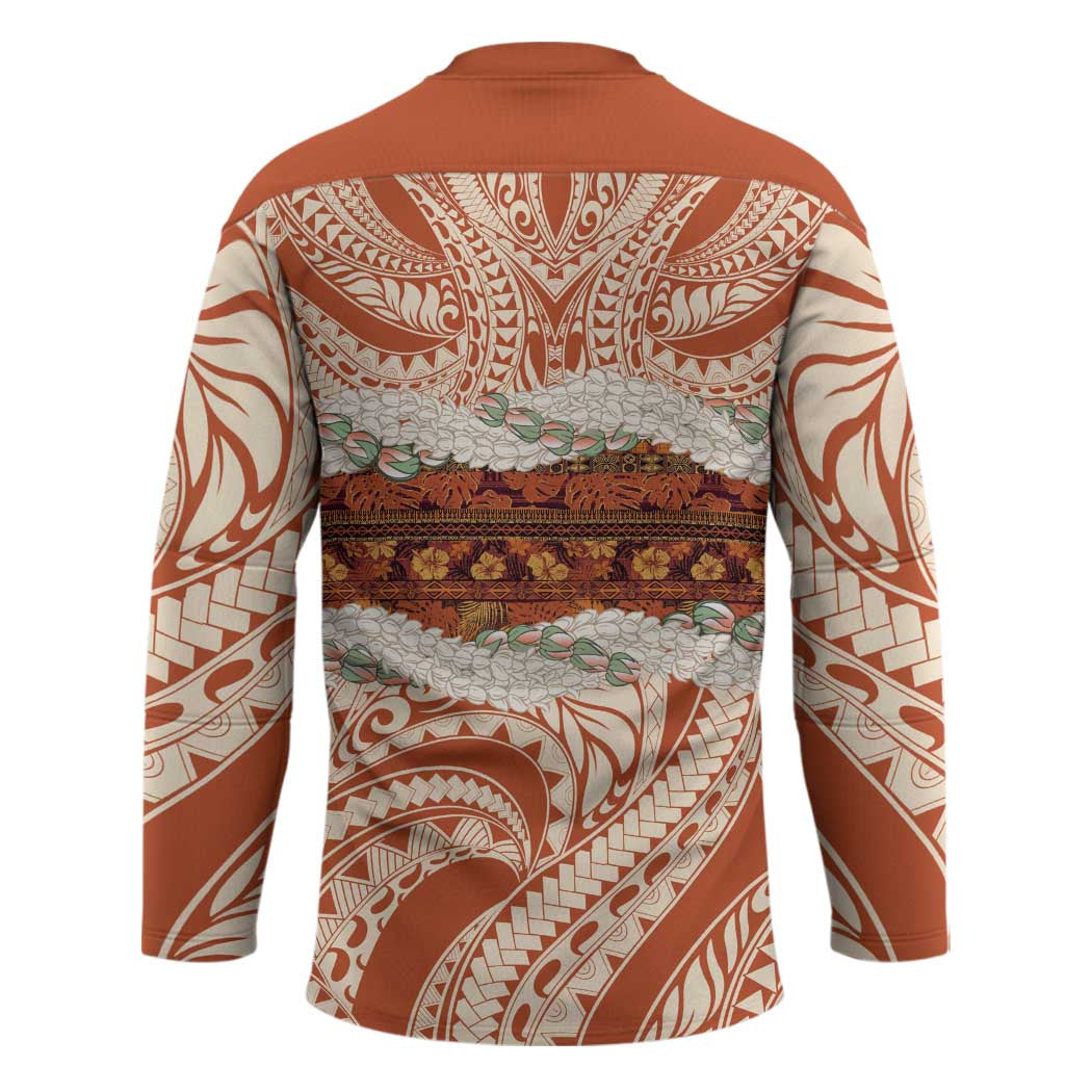 Aloha Hawaii Mikioi Lei Hockey Jersey Beige Tropical Flower Pattern LT14 - Polynesian Pride
