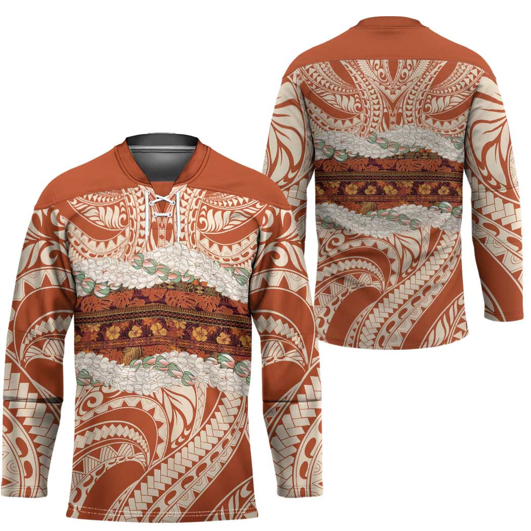 Aloha Hawaii Mikioi Lei Hockey Jersey Beige Tropical Flower Pattern LT14 - Polynesian Pride
