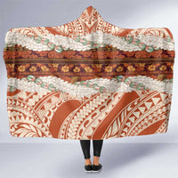 Aloha Hawaii Mikioi Lei Hooded Blanket Beige Tropical Flower Pattern LT14 One Size Beige - Polynesian Pride