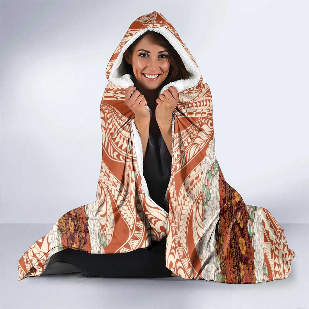 Aloha Hawaii Mikioi Lei Hooded Blanket Beige Tropical Flower Pattern LT14 - Polynesian Pride