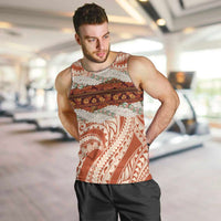 Aloha Hawaii Mikioi Lei Men Tank Top Beige Tropical Flower Pattern LT14 Beige - Polynesian Pride