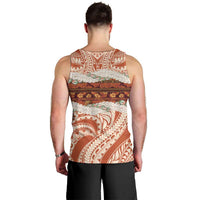 Aloha Hawaii Mikioi Lei Men Tank Top Beige Tropical Flower Pattern LT14 - Polynesian Pride