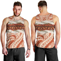 Aloha Hawaii Mikioi Lei Men Tank Top Beige Tropical Flower Pattern LT14 - Polynesian Pride