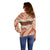 Aloha Hawaii Mikioi Lei Off Shoulder Sweater Beige Tropical Flower Pattern - Polynesian Pride