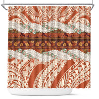 Aloha Hawaii Mikioi Lei Shower Curtain Beige Tropical Flower Pattern LT14 Beige - Polynesian Pride