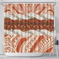 Aloha Hawaii Mikioi Lei Shower Curtain Beige Tropical Flower Pattern LT14 - Polynesian Pride
