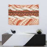 Aloha Hawaii Mikioi Lei Tapestry Beige Tropical Flower Pattern - Polynesian Pride