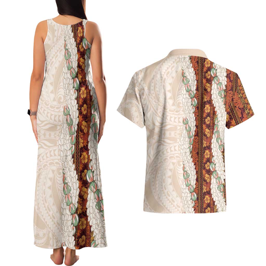 Aloha Hawaii Mikioi Lei Couples Matching Tank Maxi Dress and Hawaiian Shirt Cattail Red Tropical Flower Pattern LT14 - Polynesian Pride