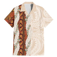 Aloha Hawaii Mikioi Lei Family Matching Mermaid Dress and Hawaiian Shirt Cattail Red Tropical Flower Pattern LT14 Dad's Shirt - Short Sleeve Cattail Red - Polynesian Pride