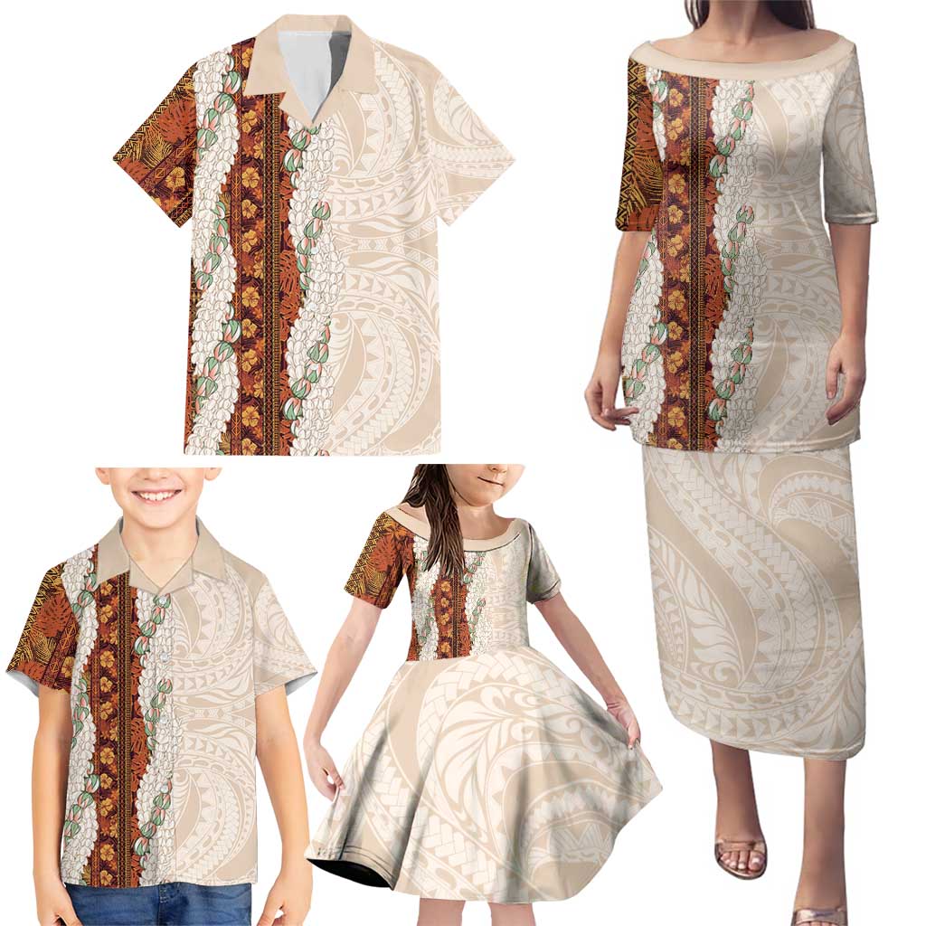 Aloha Hawaii Mikioi Lei Family Matching Puletasi and Hawaiian Shirt Cattail Red Tropical Flower Pattern LT14 - Polynesian Pride