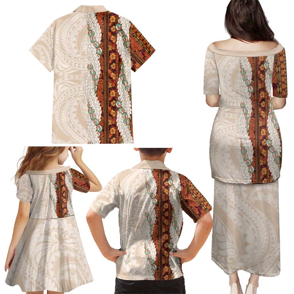 Aloha Hawaii Mikioi Lei Family Matching Puletasi and Hawaiian Shirt Cattail Red Tropical Flower Pattern LT14 - Polynesian Pride