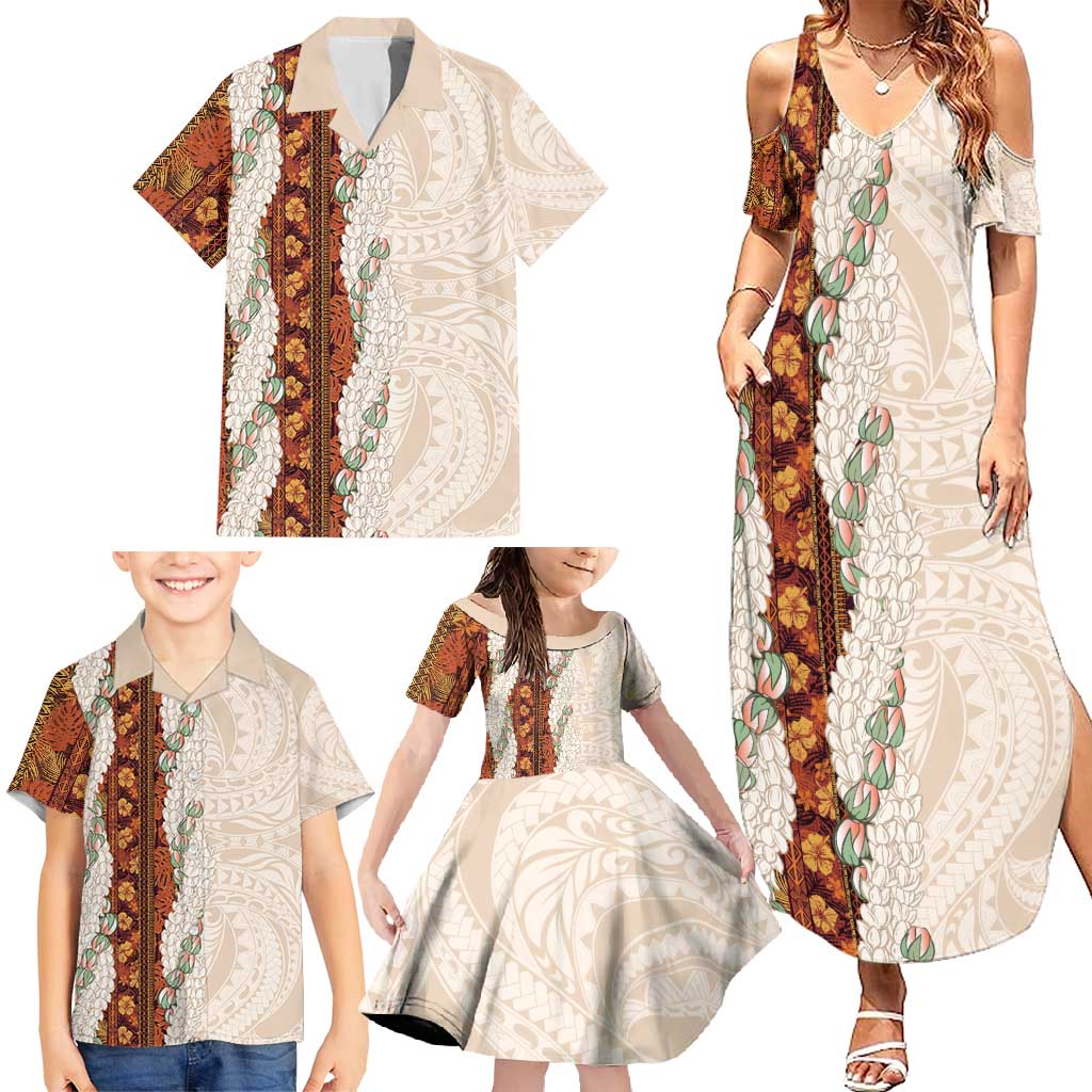 Aloha Hawaii Mikioi Lei Family Matching Summer Maxi Dress and Hawaiian Shirt Cattail Red Tropical Flower Pattern LT14 - Polynesian Pride