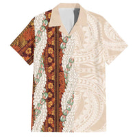 Aloha Hawaii Mikioi Lei Family Matching Summer Maxi Dress and Hawaiian Shirt Cattail Red Tropical Flower Pattern LT14 Dad's Shirt - Short Sleeve Cattail Red - Polynesian Pride