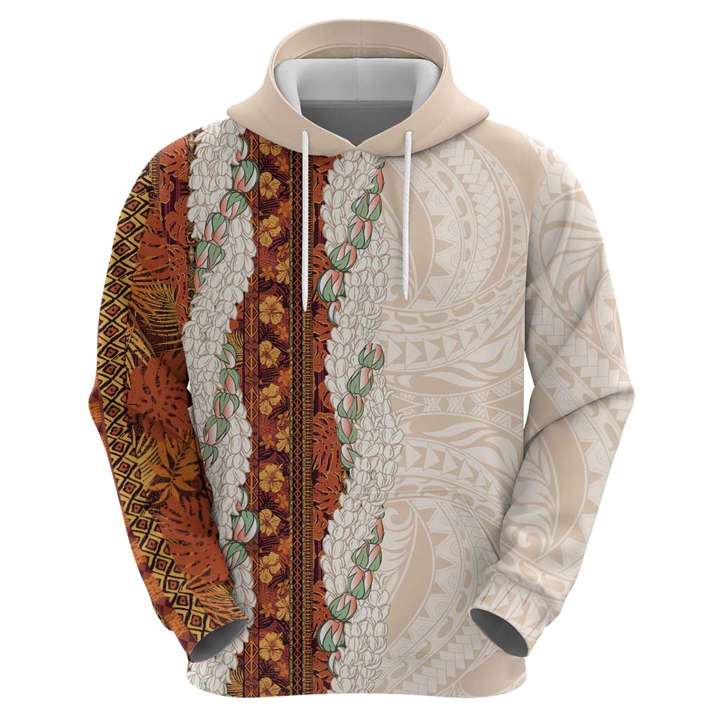 Aloha Hawaii Mikioi Lei Hoodie Cattail Red Tropical Flower Pattern - Polynesian Pride