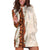Aloha Hawaii Mikioi Lei Hoodie Dress Cattail Red Tropical Flower Pattern - Polynesian Pride